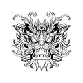 Heraldic dragon head Tattoos black and white emblem made of ink stains