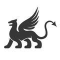 Heraldic Dragon Silhouette Logo. Vector