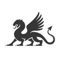 Heraldic Dragon Silhouette Logo. Vector Royalty Free Stock Photo