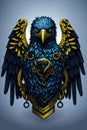 Heraldic eagle with golden wings. Vector illustration in vintage style. Royalty Free Stock Photo