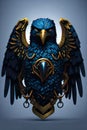 Heraldic eagle with golden wings. Vector illustration in vintage style. Royalty Free Stock Photo