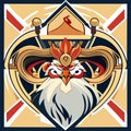 Heraldic emblem with eagle head and crown. Vector illustration. AI Generated Royalty Free Stock Photo