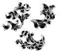 Heraldic Floral Filigree Pattern Scroll Design Set Royalty Free Stock Photo