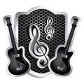 heraldic frame with grill surface icon relief and musical instruments Royalty Free Stock Photo