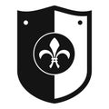 Heraldic knight shield icon, simple style