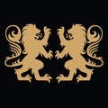 Heraldic Lion Gold Logo Template Royalty Free Stock Photo