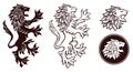Heraldic lion silhouettes