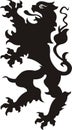 Heraldic lion tattoo. Black / white silhouette