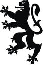 Heraldic lion vintage illustration. Black white silhouette