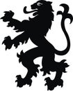 Heraldic lion vintage illustration. Black white silhouette