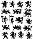 Heraldic lions set Royalty Free Stock Photo