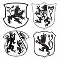 Heraldic lions & shields silhouettes