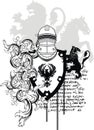 Heraldic horse medieval helmet coat of arms crest Royalty Free Stock Photo