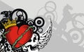 Heraldic red heart tattoo griffin crest background