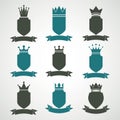 Heraldic royal blazon illustrations set - imperial striped decor Royalty Free Stock Photo