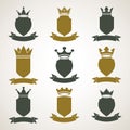 Heraldic royal blazon illustrations set - imperial striped decor