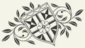 Heraldic Shield with Flower and Swirls Vector Design, vector design Generative AI Royalty Free Stock Photo