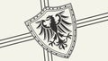 Heraldic Shield with Imperial Eagle and Diagonal Stripes, vector design Generative AI Royalty Free Stock Photo