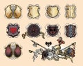 Heraldic shield and weapons