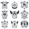 Heraldic signs, elements, heraldry emblems, insignias, signs