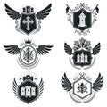 Heraldic signs vintage elements. Collection of symbols in