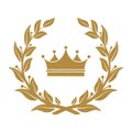 Heraldic symbol crown in laurel leaves