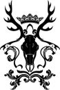 Heraldic symbol with deer skull