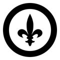 Heraldic symbol Heraldry liliya symbol Fleur-de-lis Royal french heraldry style icon in circle round black color vector Royalty Free Stock Photo