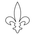 Heraldic symbol Heraldry liliya symbol Fleur-de-lis Royal french heraldry style icon outline black color vector illustration flat