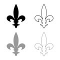 Heraldic symbol Heraldry liliya symbol Fleur-de-lis Royal french heraldry style icon outline set black grey color vector Royalty Free Stock Photo