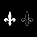 Heraldic symbol Heraldry liliya symbol Fleur-de-lis Royal french heraldry style icon outline set white color vector illustration Royalty Free Stock Photo