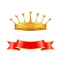 Heraldic Symbols Golden Crown and Silk Ribbon