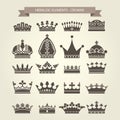 Heraldic symbols - royal crowns set Royalty Free Stock Photo