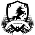 Heraldic unicorn shield coat of arms winged crest tattoo