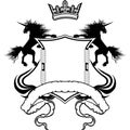 Heraldic unicorn shield coat of arms winged crest tattoo 3 Royalty Free Stock Photo