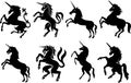 Heraldic unicorn silhouettes Royalty Free Stock Photo