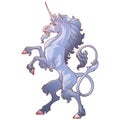 Heraldic unicorn walking on hind legs