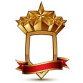 Heraldic vector template with pentagonal golden star Royalty Free Stock Photo