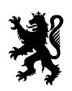 Heraldic wild lion silhouette vector isolated on white background. Burgundy coat of arms element, France region Bourgogne