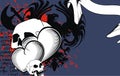 Heraldic skull winged heart tattoo background