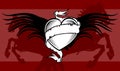 Heraldic winged heart tattoo horses background