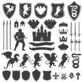 Heraldry Decorative Graphic Icons Set Royalty Free Stock Photo