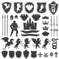 Heraldry Decorative Graphic Icons Set