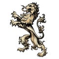 Heraldry lion drawn in engraving style