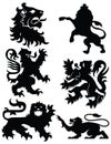 Heraldry Lions vector illustration set poster template Royalty Free Stock Photo