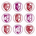 Heraldry, set of military forces emblems. Detailed vector shield Royalty Free Stock Photo