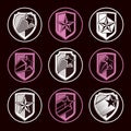 Heraldry, set of military forces vector emblems. Detailed shield Royalty Free Stock Photo