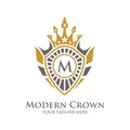 Heraldry Vector Logo Design with Luxury Crown Decorative Frame Logo