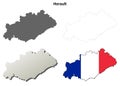 Herault, Languedoc-Roussillon outline map set