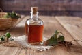 Herb Bennet tincture with fresh young Geum urbanum plant Royalty Free Stock Photo